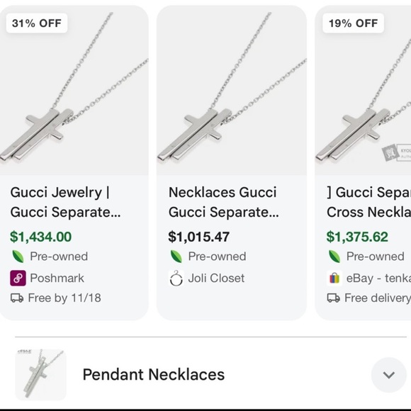 Gucci separate cross Necklace - Picture 1 of 8